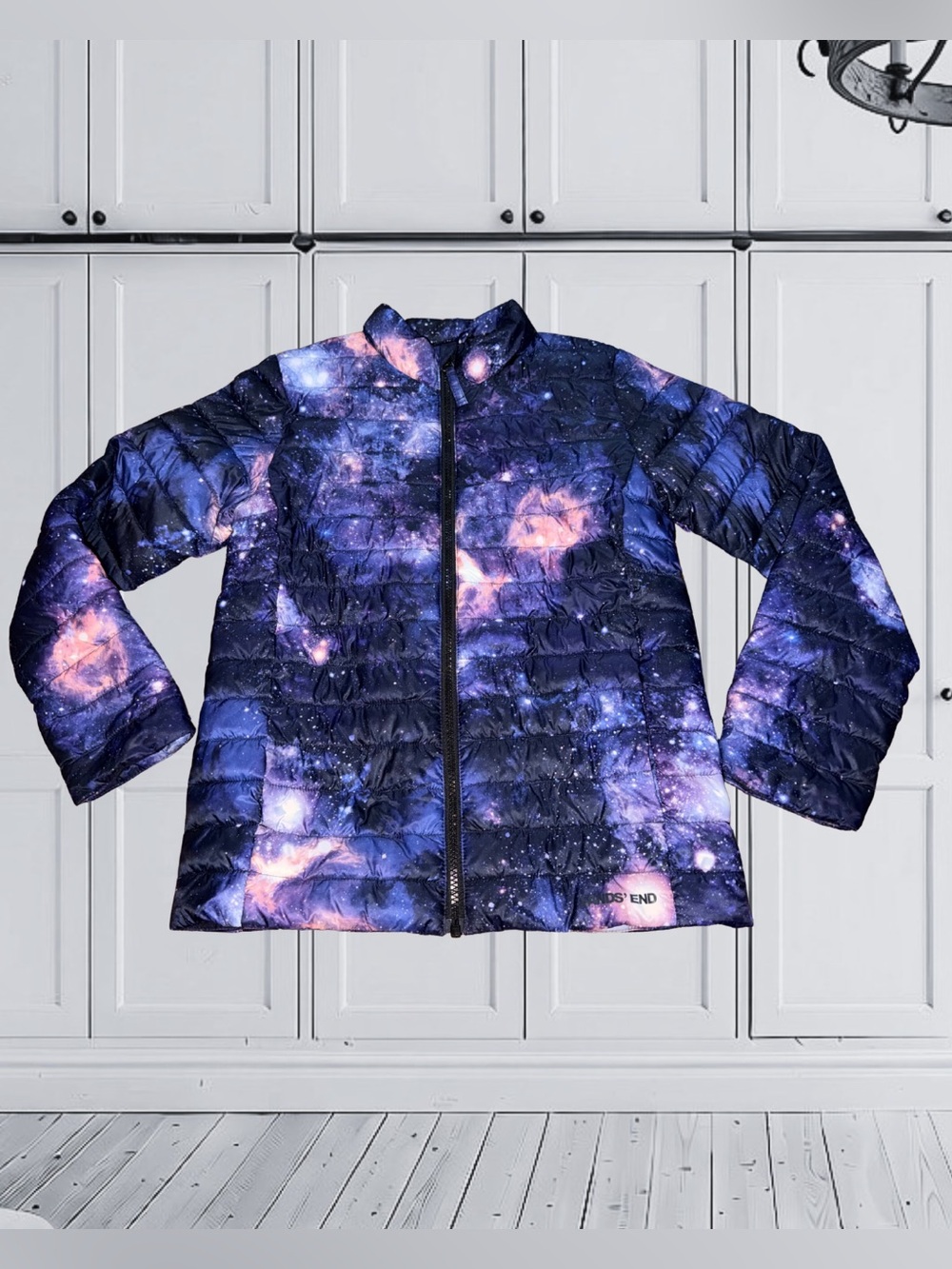Lands' End Kids Cosmic Galaxy Space Puffer Jacket Size Medium 10-12